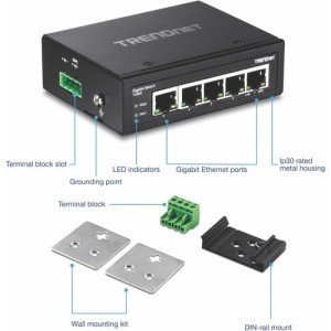 5-PORT HARDENED GIGABIT INDUSTRIAL DIN-RAIL SWITCH