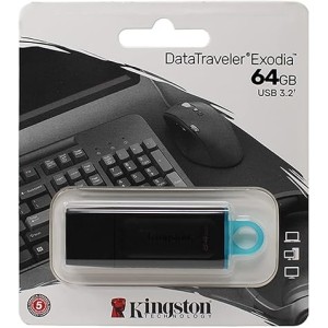 64GB USB 3.2 GEN1 EXODIABLCK TEAL 2PACK CA RETAIL MULTI 25