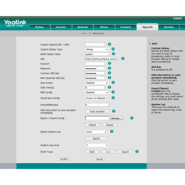 Configuration YEALINK PHONE PRE-CONFIG FIBREHUB AUTO-PROVISION