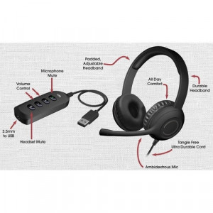 Cyber Acoustics Stereo Headset with USB & 3.5mm - AC-5812