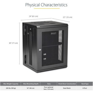 15U SERVER RACK ENCLOSURE W/ HINGE WALL MOUNT NETWORK RACK