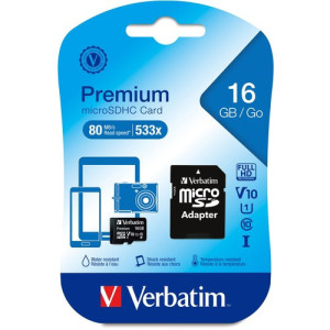 16GB PREM MICROSDHC MEM CARD ADAP UHS-I V10 U1 CLASS 10 MULTI 20