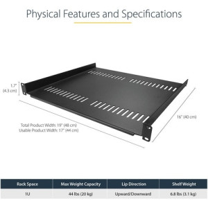 16IN 1U VENTED RACK SHELF 177.8 MM DEEP 1U SHELF