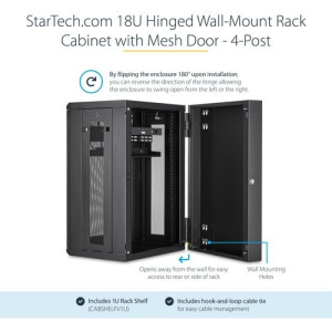 18U WALL MOUNT SVR RACK W/HINGE RACK ENCLOSURE