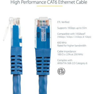 1FT BLUE MOLDED CAT 6 ETHERN NETWORK CABLE - ETL VERIFIED