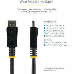 1FT DISPLAYPORT TO DISPLAYPORT CABLE WITH LATCHES