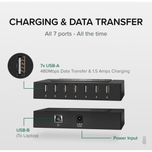 USB HUB WITH CHARGING USB 2.0 7-PORT 60W