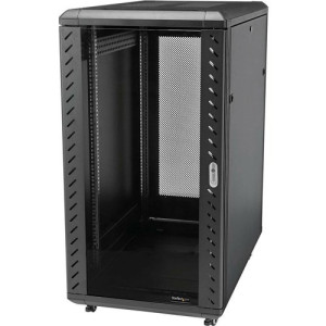 25U KNOCK-DOWN SERVER RACK 36IN CABINET WITH CASTERS BLACK