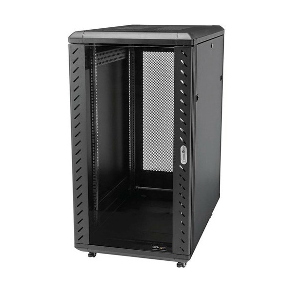 25U KNOCK-DOWN SERVER RACK 36IN CABINET WITH CASTERS BLACK