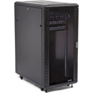 25U KNOCK-DOWN SERVER RACK 36IN CABINET WITH CASTERS BLACK