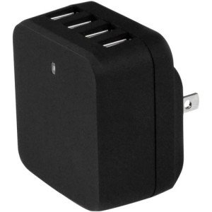 4PORT USB TRAVEL WALL CHARGER 34W / 6.8A 110V/220V BLACK