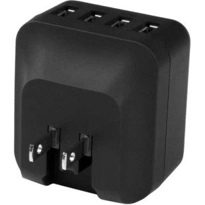 4PORT USB TRAVEL WALL CHARGER 34W / 6.8A 110V/220V BLACK