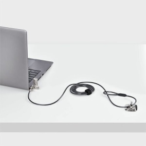 UNIVERSAL LAPTOP LOCK 6.6FT 3-IN-1 LOCKING SECURITY CABLE