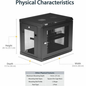 9U WALL MOUNT SVR RACK 17IN