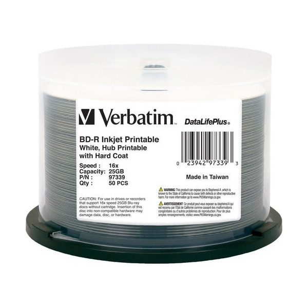 Verbatim BD-R 25GB 6X DataLifePlus White Inkjet Printable