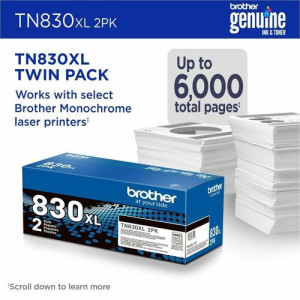 Brother Original High Yield Laser Toner Cartridge - TN830XL2PK