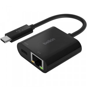 Belkin USB-C to Ethernet + Charge Adapter -INC001BK-BL