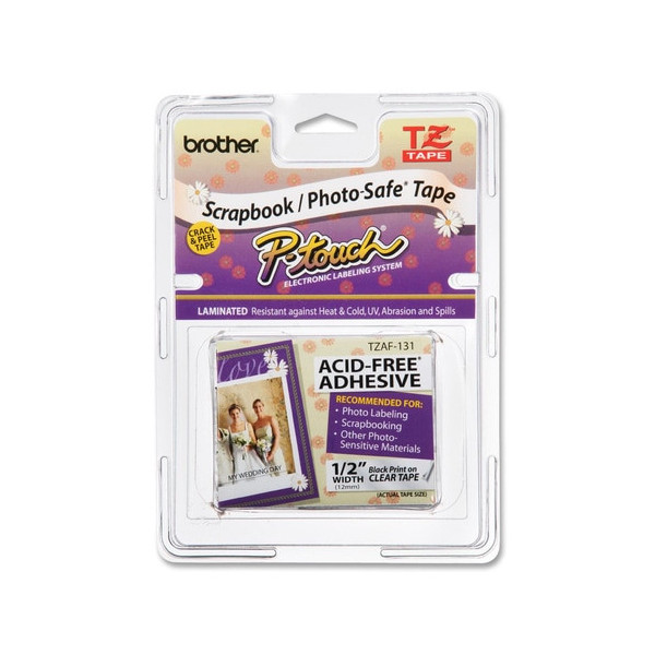 Brother TZE-AF131 Black on Clear Adhesive Tape