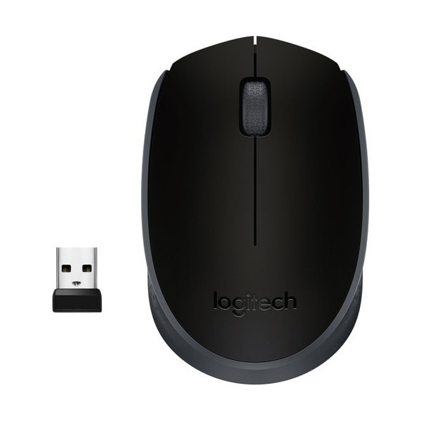 Logitech M170 Mouse - Optical - Wireless - Radio Frequency - Black - USB - Scroll Wheel