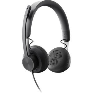 Logitech Zone 750 Wired On-Ear Headset with advanced noise-canceling microphone -981-001103