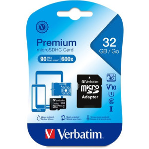 Verbatim 32GB Premium microSDHC Memory Card with Adapter -44083