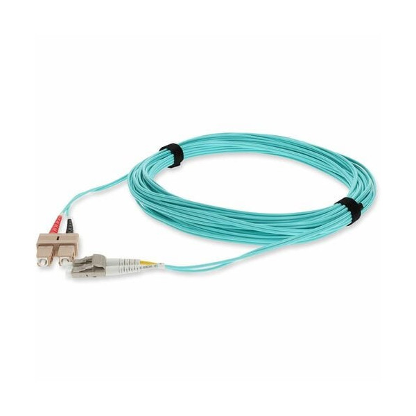 2m Laser-Optimized Multi-Mode fiber (LOMM) Duplex SC/LC OM4 Aqua Patch Cable