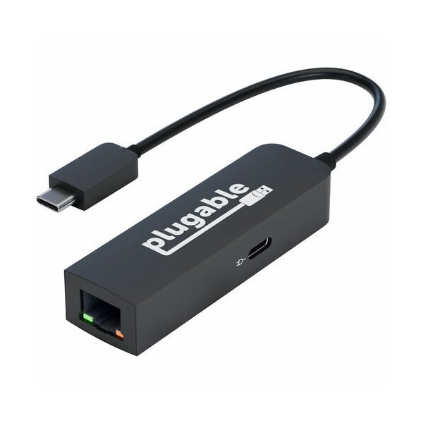 Plugable USB C to Ethernet Adapter 2.5Gb with 100W USB-C PD Charging,