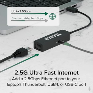 Plugable USB C to Ethernet Adapter 2.5Gb with 100W USB-C PD Charging -USBC-E2500PD