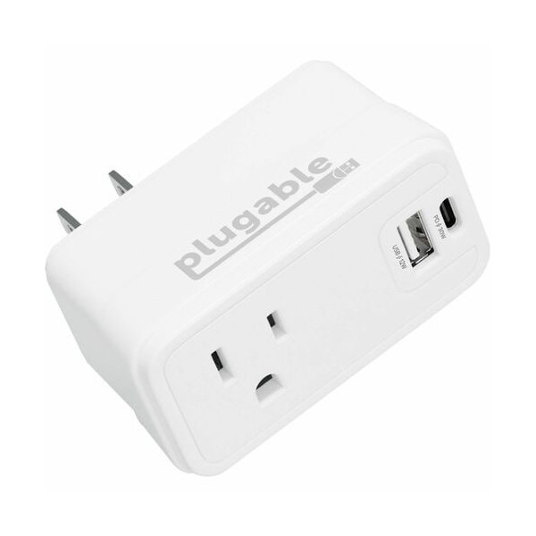 Plugable Wall Outlet Extender with 1x USB-C and 1x USB, 32W USB C Charger Block