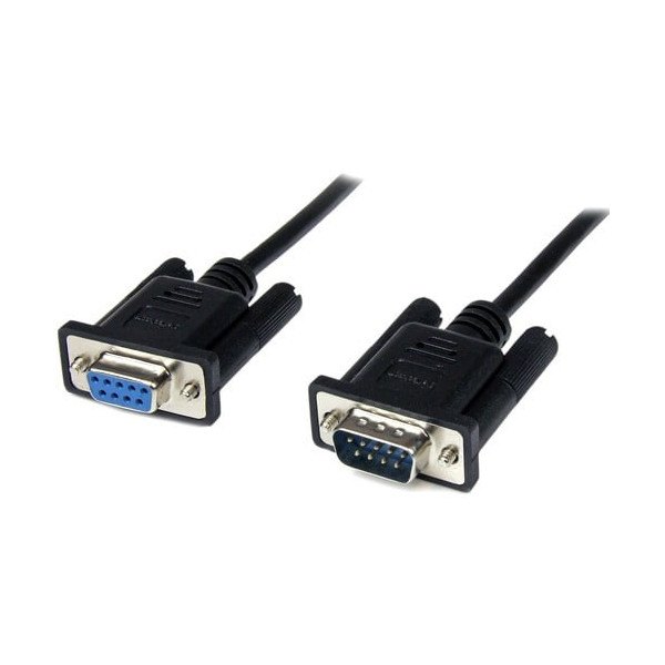 2m Black DB9 RS232 Serial Null Modem Cable F/M