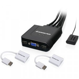 IOGEAR 2-Port USB VGA Cable KVM with DisplayPort Adapters -GCS72DPKIT