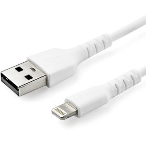 3 foot/1m Durable White USB-A to Lightning Cable -RUSBLTMM1M