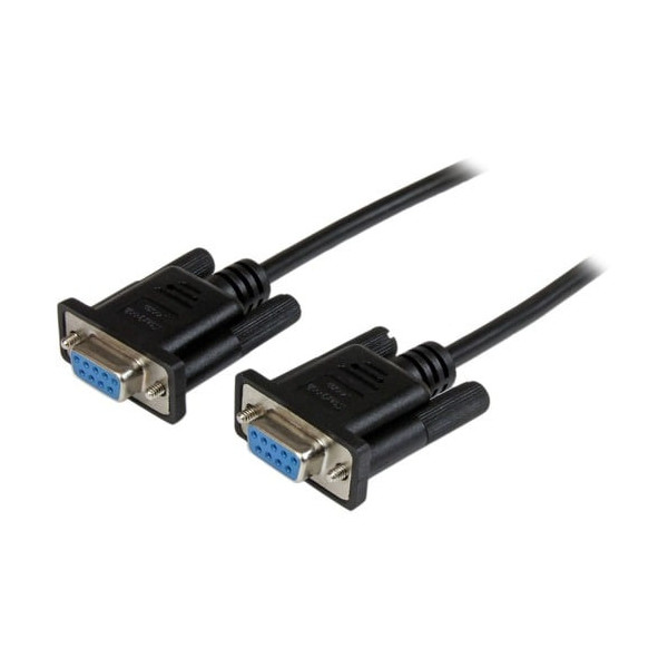 1m Black DB9 RS232 Serial Null Modem Cable F/F