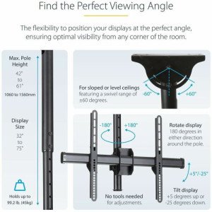 Dual TV Ceiling Mount, Back-to-Back Hanging Dual Screen VESA Pole Mount -FPCEILBTB