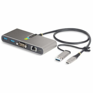 2-Port USB-C Hub with Gb Ethernet and RS232 FTDI Serial, Attached USB-C to USB-A Dongle - 5G2A1SGBB-USB-C-HUB