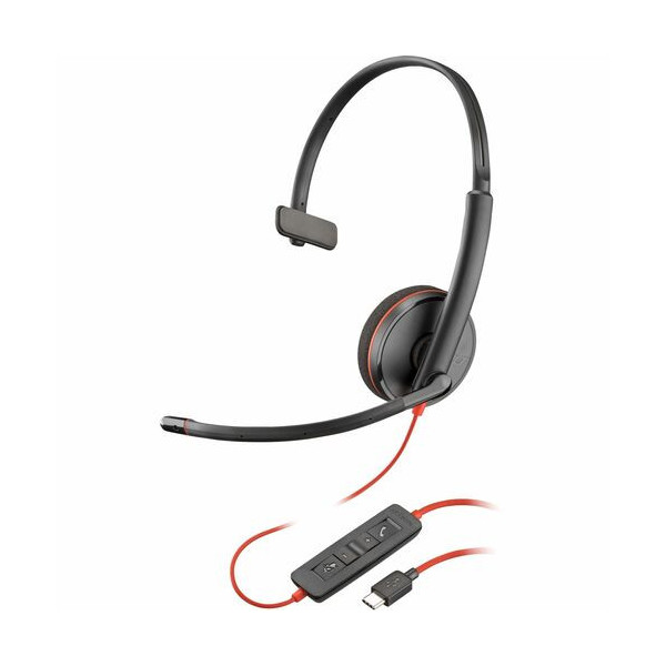 Poly Blackwire 3210 Monaural USB-C Headset +USBC/A Adapter