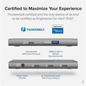 Plugable USB4 Hub, 5-in-1 Thunderbolt 4 Hub with 60W Charging -USB4-HUB3A
