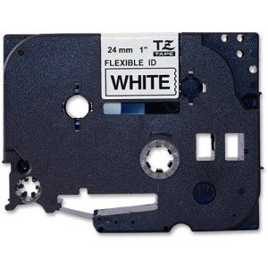 Brother 1" Black on White Flexible ID Tape -TZEFX251