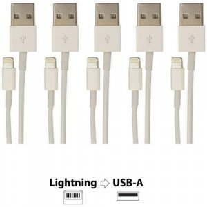 VisionTek Lightning to USB 1 Meter Cable White 5-Pack (M/M) - 900759