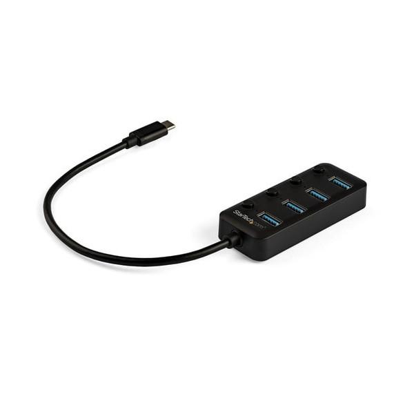 4 Port USB C Hub - 4x USB 3.0 Type-A with Individual On/Off Port Switches