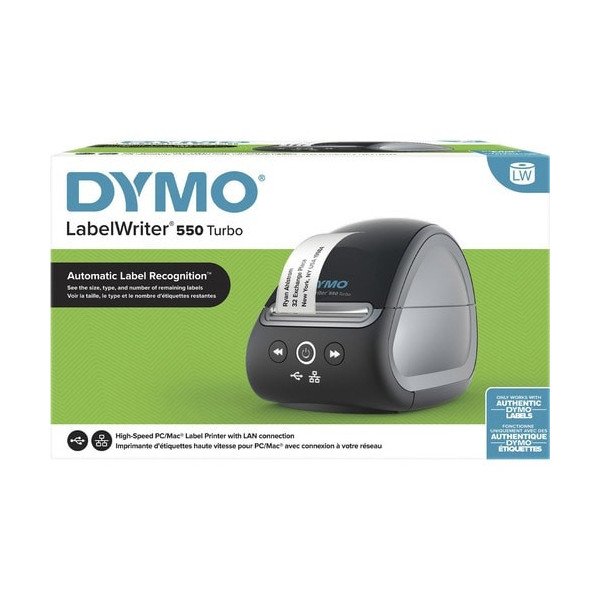 Dymo LabelWriter 550 Direct Thermal Printer - Monochrome - Label Print - Ethernet - USB - USB Host - Black