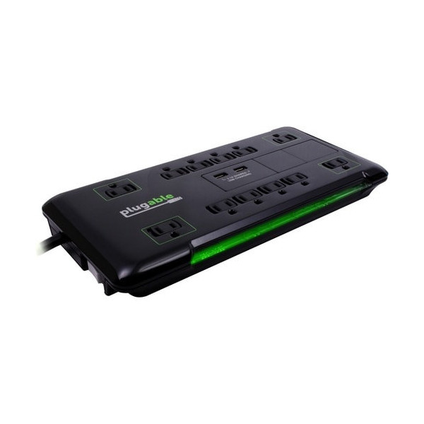 Plugable Surge Protector Power Strip with USB and 12 AC Outlets