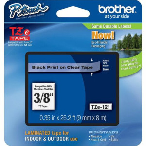 Brother P-touch TZe Laminated Tape Cartridges -TZE121