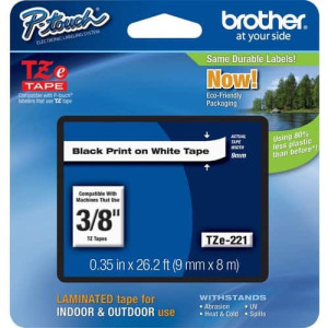 Brother P-touch TZe Laminated Tape Cartridges -TZE221