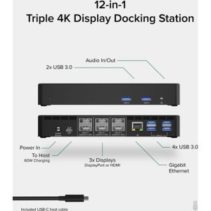 Plugable 12-in-1 USB C Docking Station -UD-6950PDZ