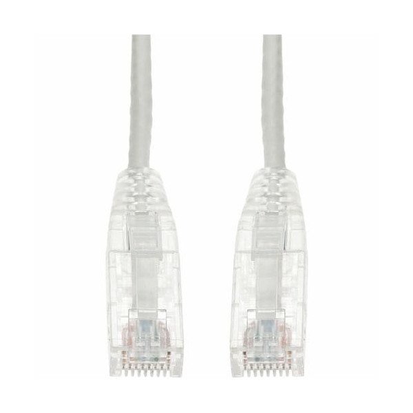 1ft White CAT 6 Slim PVC Ethernet Cable Snagless Clear