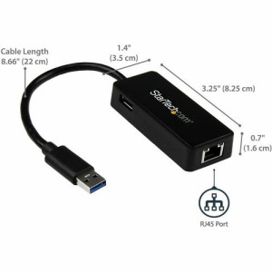 USB 3.0 to Gigabit Ethernet Adapter NIC w/ USB -USB31000SPTB