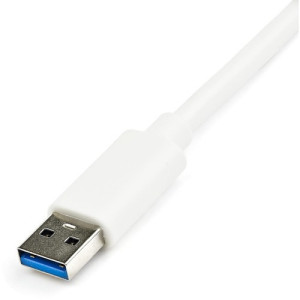 USB 3.0 to Gigabit Ethernet Adapter NIC w/ USB Port - White -USB31000SPTW