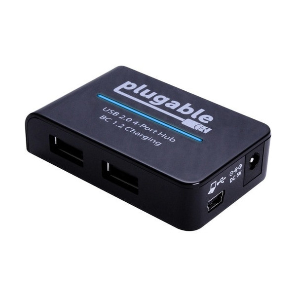 Plugable USB 2.0 4-Port High Speed Hub with 12.5W Power Adapter