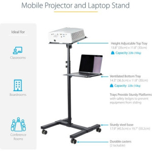 Mobile Projector and Laptop Stand/Cart -ADJPROJCART